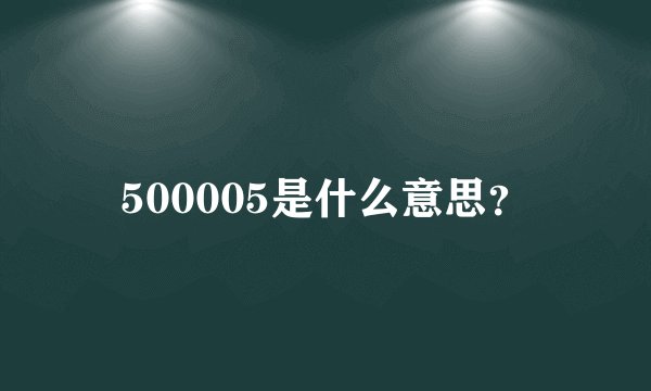 500005是什么意思？