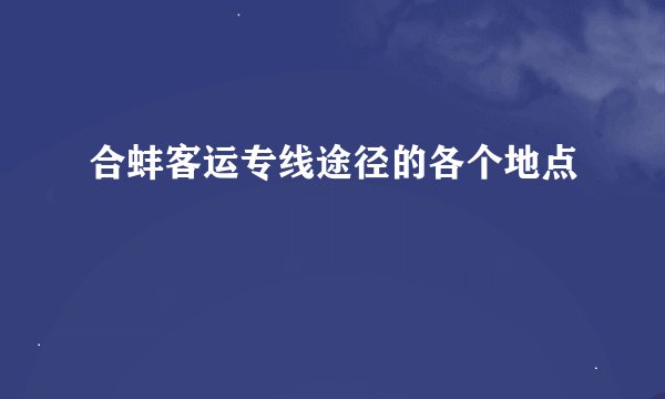 合蚌客运专线途径的各个地点