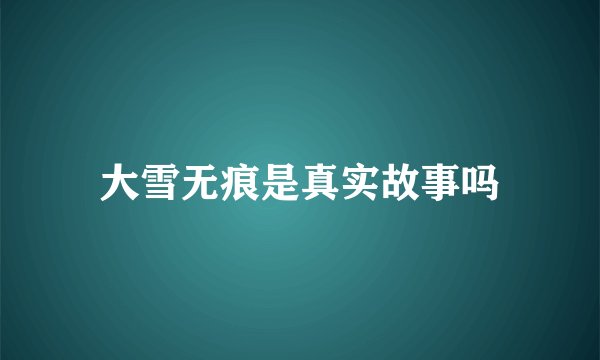 大雪无痕是真实故事吗