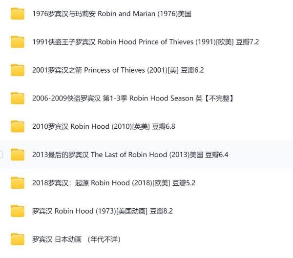 已收录11个版本的【侠盗罗宾汉】