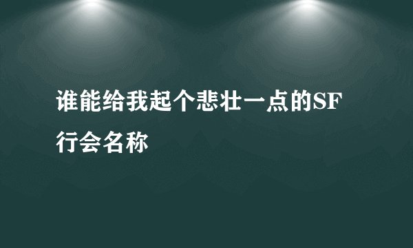 谁能给我起个悲壮一点的SF行会名称