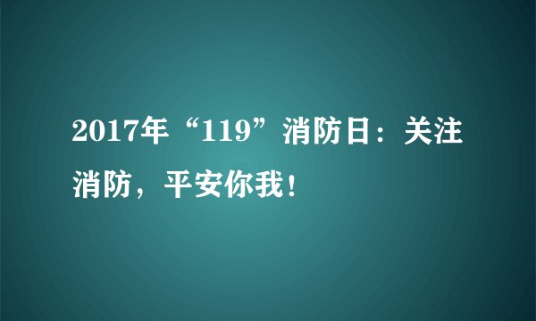 2017年“119”消防日:关注消防,平安你我!