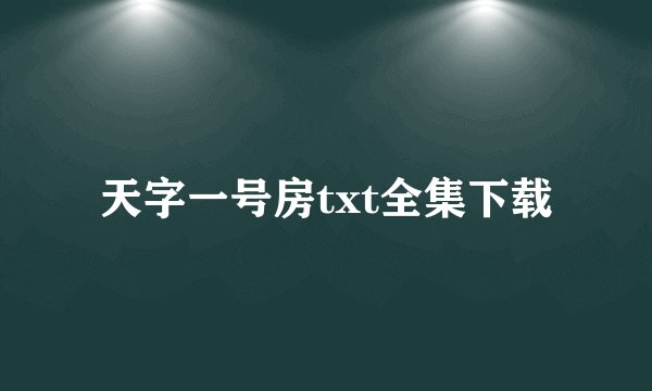 天字一号房txt全集下载