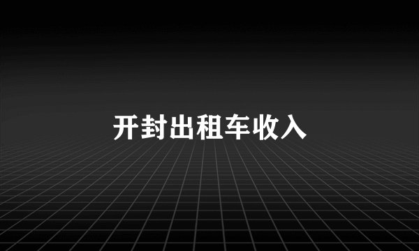 开封出租车收入
