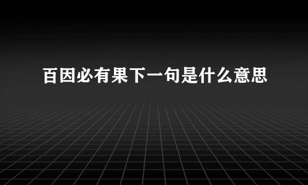 百因必有果下一句是什么意思