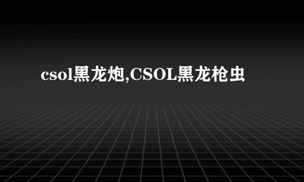 csol黑龙炮,CSOL黑龙枪虫
