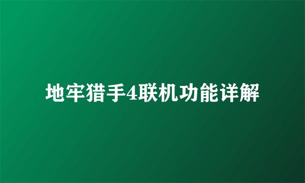 地牢猎手4联机功能详解