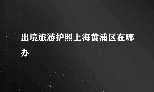 出境旅游护照上海黄浦区在哪办