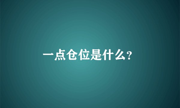 一点仓位是什么？