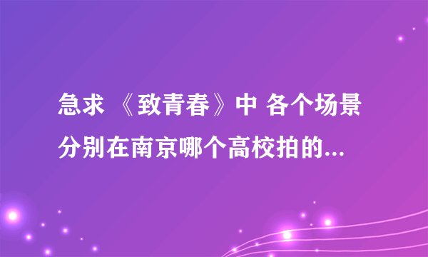 急求 《致青春》中 各个场景分别在南京哪个高校拍的,详细一些!!!