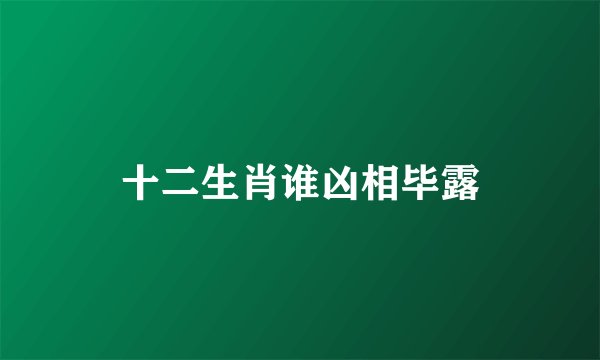 十二生肖谁凶相毕露