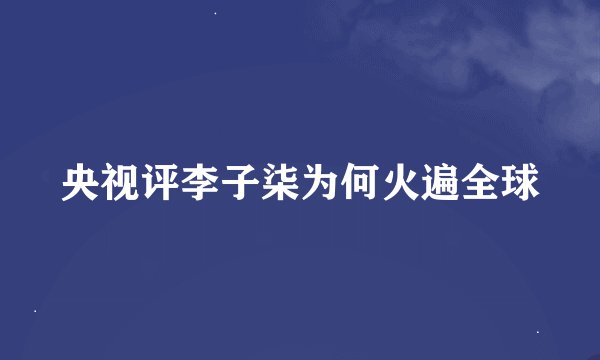 央视评李子柒为何火遍全球