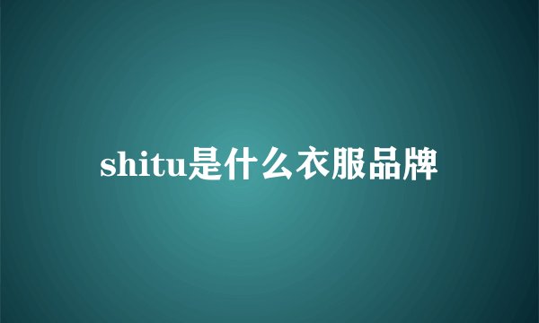 shitu是什么衣服品牌