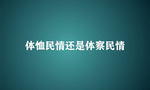 体恤民情还是体察民情
