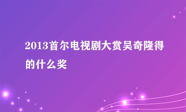 2013首尔电视剧大赏吴奇隆得的什么奖