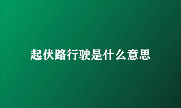 起伏路行驶是什么意思