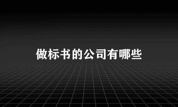 做标书的公司有哪些
