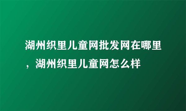 湖州织里儿童网批发网在哪里，湖州织里儿童网怎么样