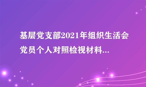 基层党支部2021年组织生活会党员个人对照检视材料（四对照四看）