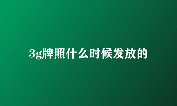 3g牌照什么时候发放的