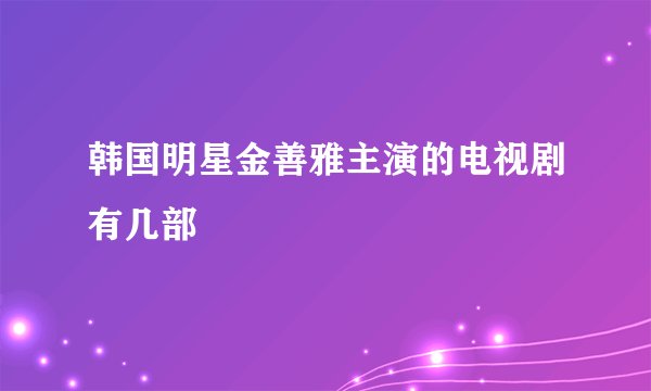 韩国明星金善雅主演的电视剧有几部