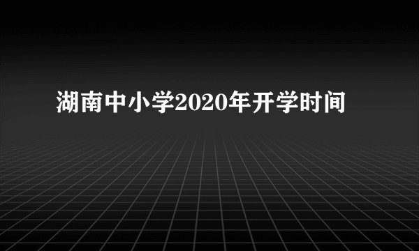 湖南中小学2020年开学时间