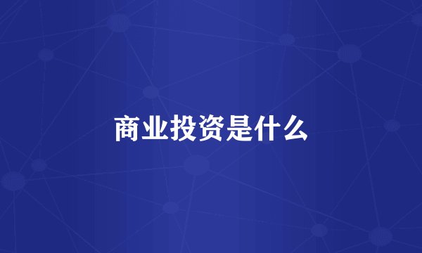 商业投资是什么