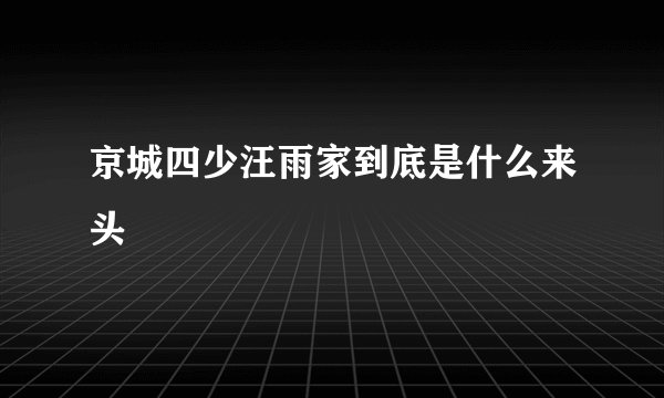 京城四少汪雨家到底是什么来头