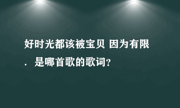 好时光都该被宝贝 因为有限．是哪首歌的歌词？