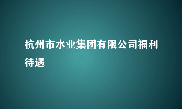 杭州市水业集团有限公司福利待遇