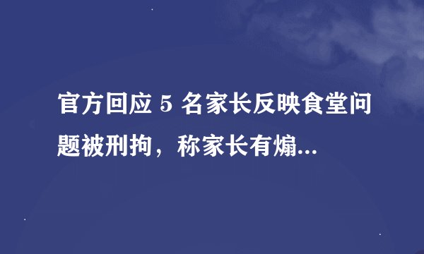 官方回应 5 名家长反映食堂问题被刑拘，称家长有煽动、殴打行为，如何评价家长行为及当地的处置？