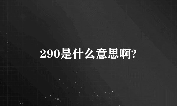 290是什么意思啊?