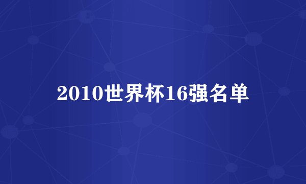 2010世界杯16强名单