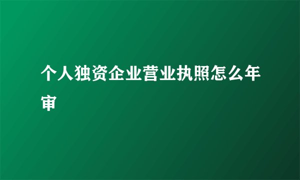 个人独资企业营业执照怎么年审