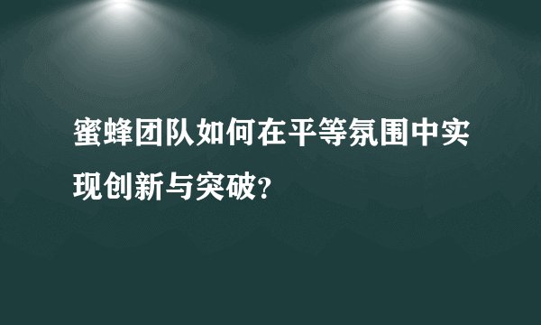 蜜蜂团队如何在平等氛围中实现创新与突破?