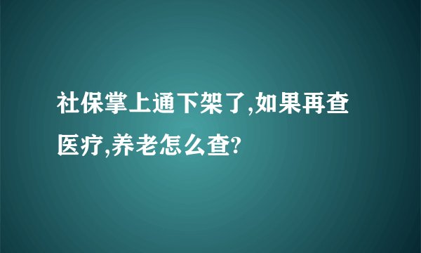 社保掌上通下架了,如果再查医疗,养老怎么查?