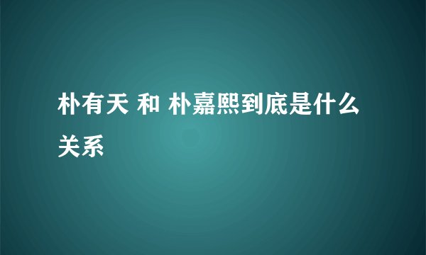 朴有天 和 朴嘉熙到底是什么关系