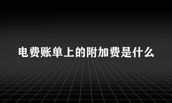 电费账单上的附加费是什么