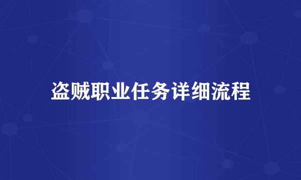 盗贼职业任务详细流程