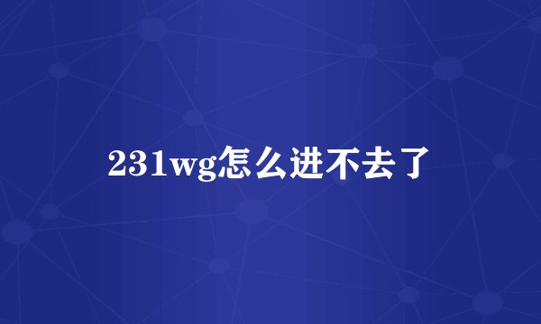 231wg怎么进不去了