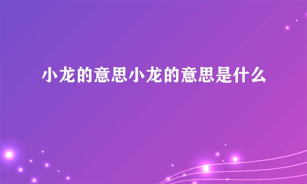 小龙的意思小龙的意思是什么