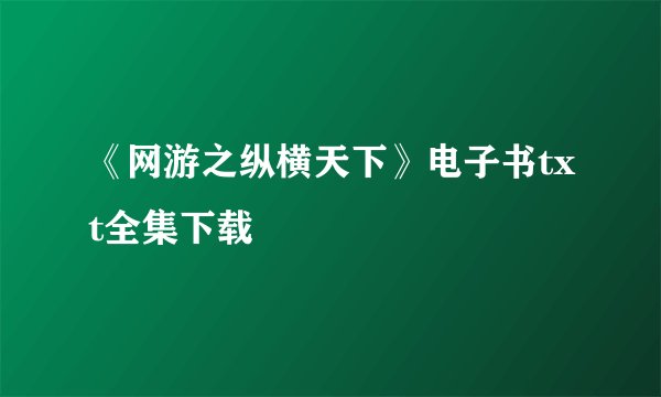《网游之纵横天下》电子书txt全集下载