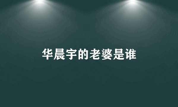 华晨宇的老婆是谁
