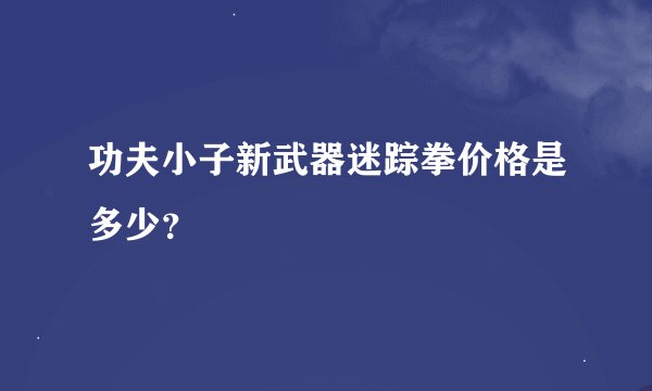 功夫小子新武器迷踪拳价格是多少？