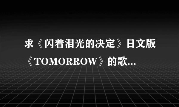 求《闪着泪光的决定》日文版《TOMORROW》的歌词汉字翻译平假名..