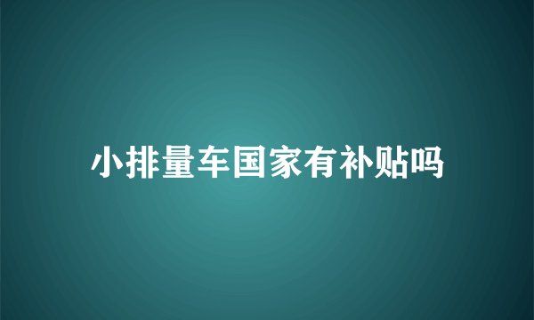 小排量车国家有补贴吗