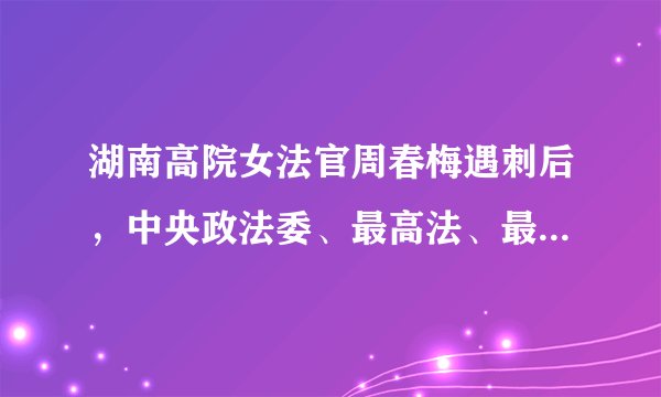 湖南高院女法官周春梅遇刺后，中央政法委、最高法、最高检发声