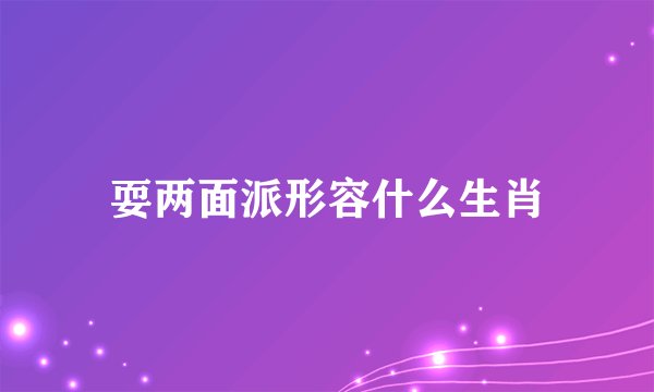 耍两面派形容什么生肖