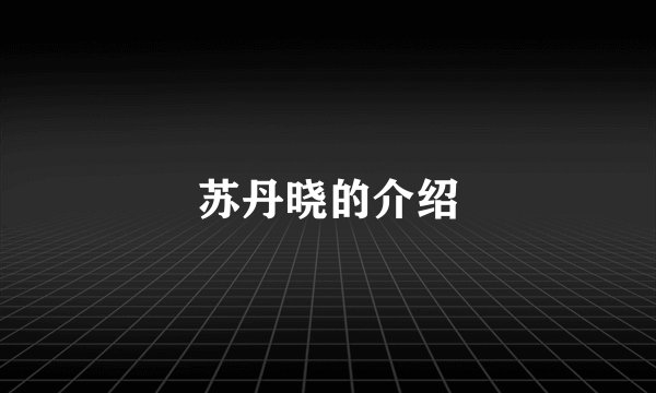 苏丹晓的介绍