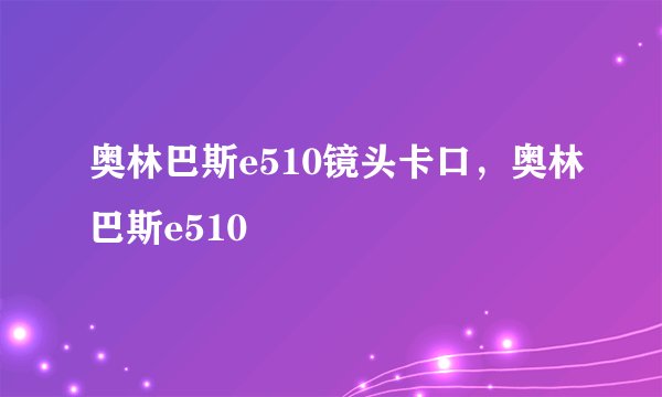 奥林巴斯e510镜头卡口，奥林巴斯e510